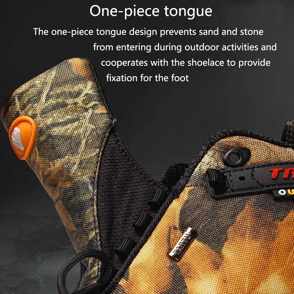 Outdoor Camouflage Low-top Hiking Shoes, Waterproof and Wear-Resistant Hiking Camping Boots, Men's Hiking Boots, Rock Climbing Running Shoes (Black 45)