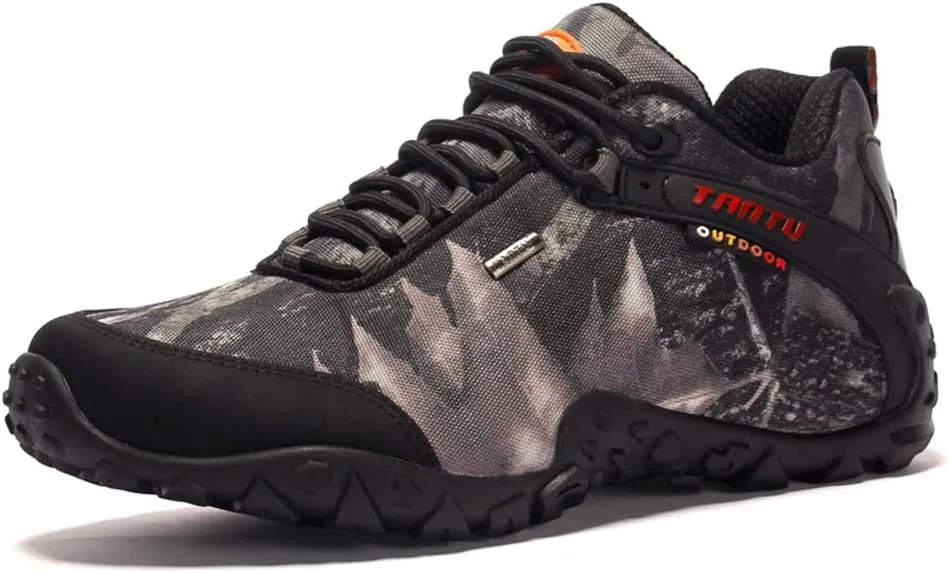 Outdoor Camouflage Low-top Hiking Shoes, Waterproof and Wear-Resistant Hiking Camping Boots, Men's Hiking Boots, Rock Climbing Running Shoes (Black 45)