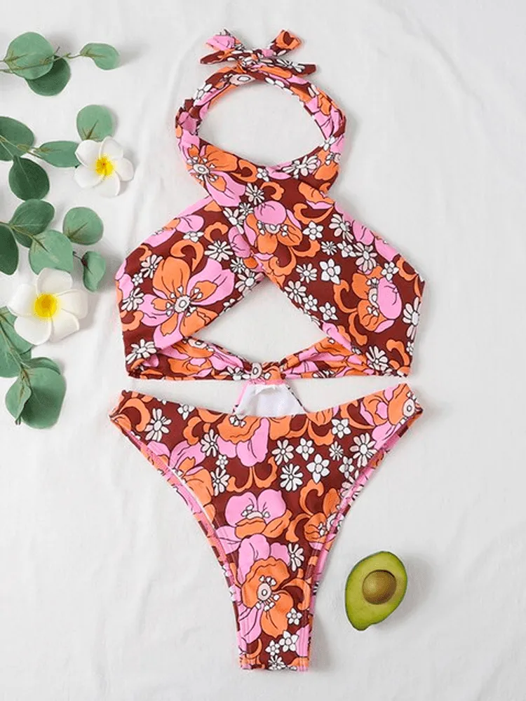 Printed Halter One Piece  The Ultimate Beach Side Essential