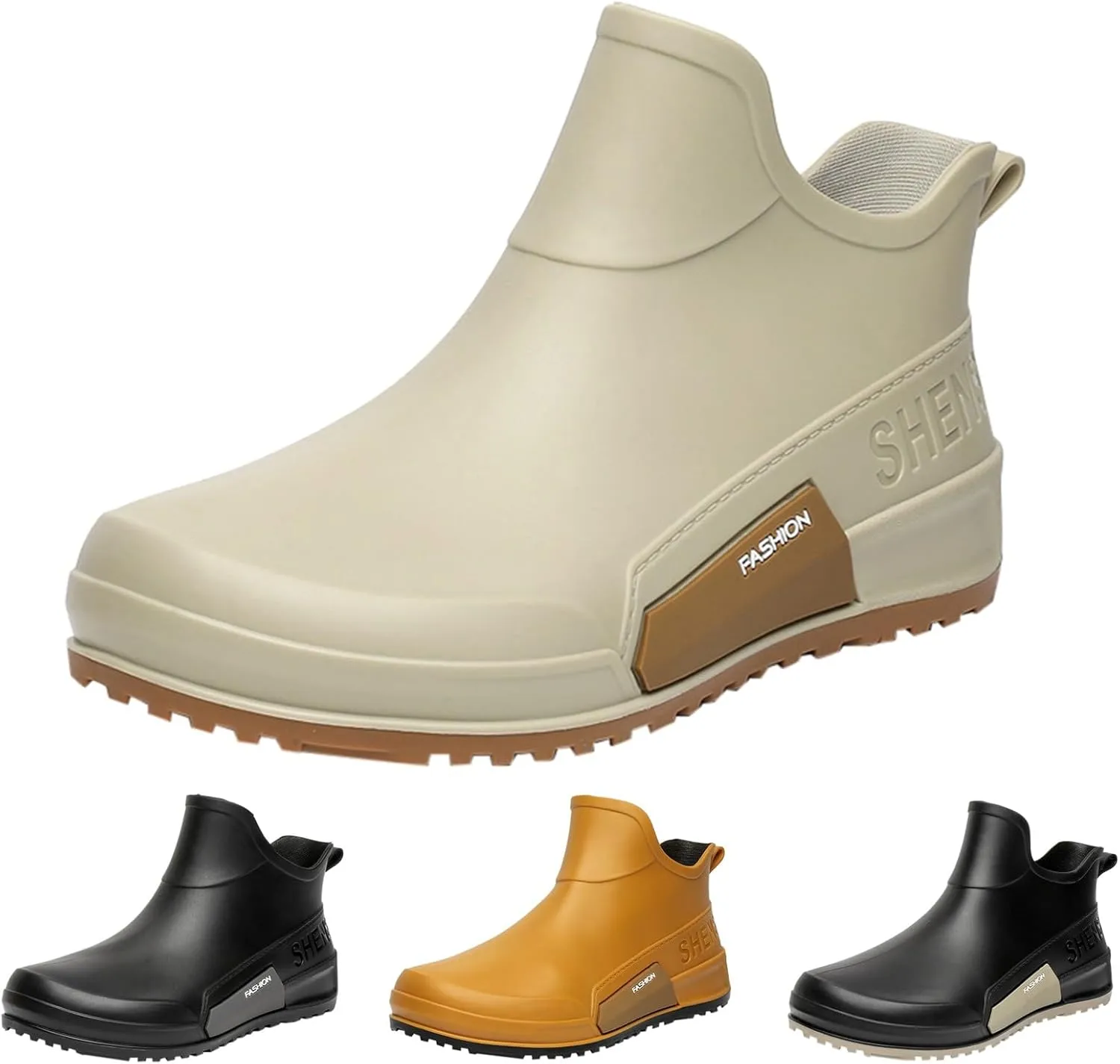 Rain Boots Couples Students Work Fishing Non Slip Warm Rubber Shoes Rain Boots Woman Short Flat Boots Barefoot Shoes