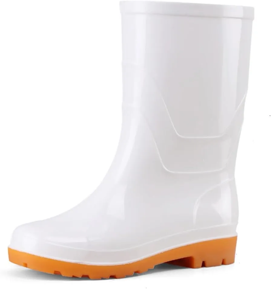 Rain Boots for Women Waterproof Garden Ankle Shoes Anti-Slipping White Chelsea Rainboots Soft Resistant Footwear
