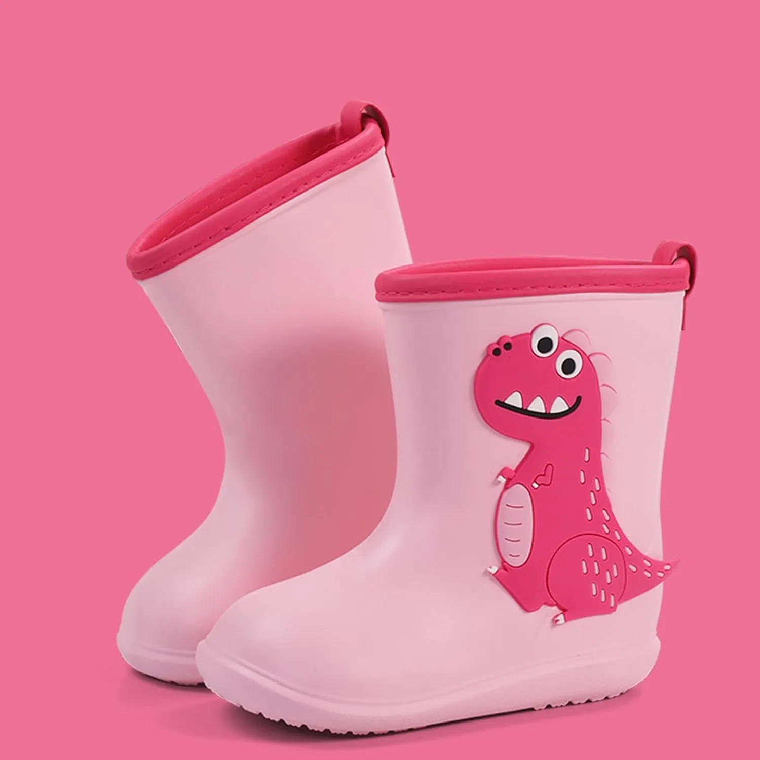 Rain Boots Toddler Children Cute Dinosaur Pull on Rainboots Boys Girls Cartoon Animals Waterproof Shoes Newborn Booties