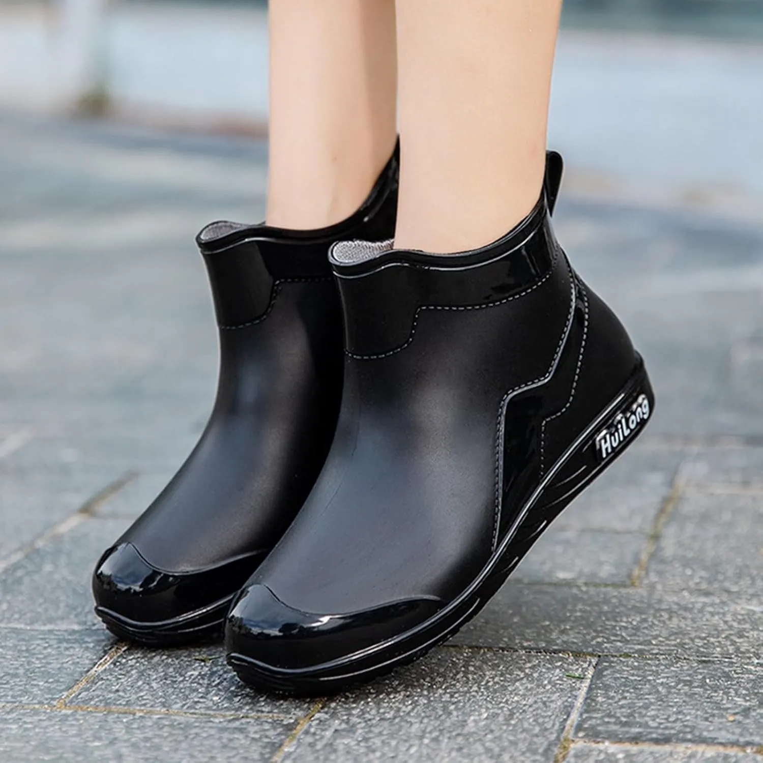 Rain Boots Women Knee High Booties Heels Barefoot Shoes Women's Mid Calf Rain Boots Waterproof Womens Winter Boots