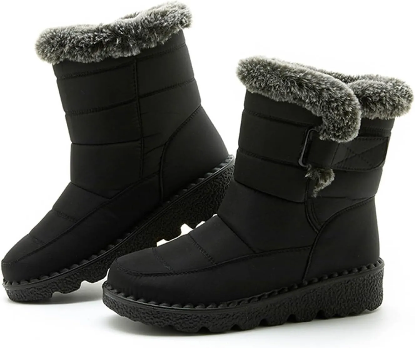 Rain Cloth Water Proof Insulated Boots for Men Plus Velvet Warm Mid Calf Boots Thick Bottom Non Slip Snow Tall Lug Boots
