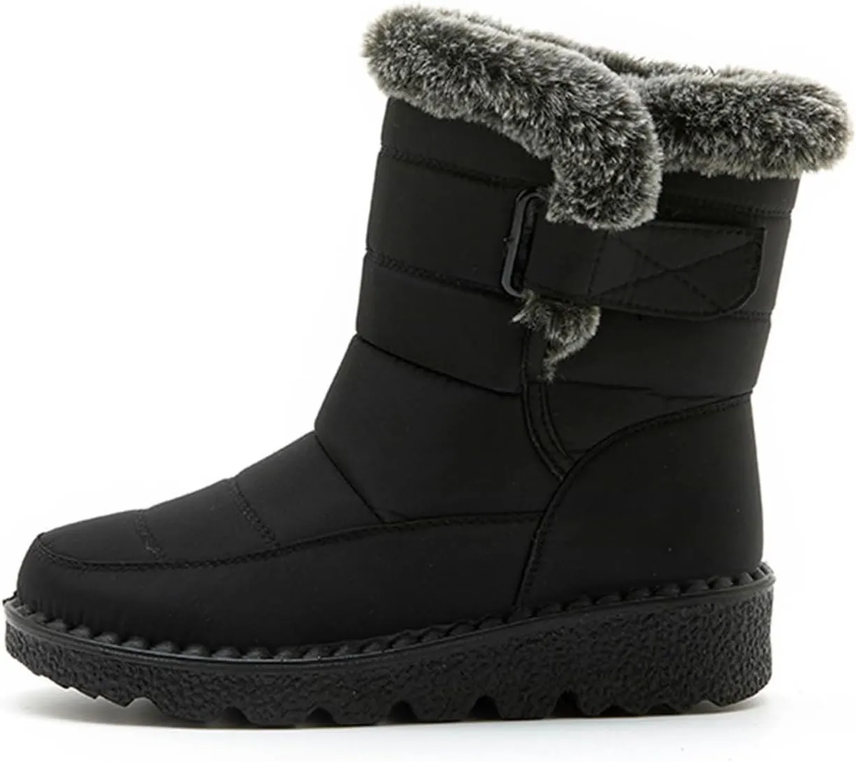 Rain Cloth Water Proof Insulated Boots for Men Plus Velvet Warm Mid Calf Boots Thick Bottom Non Slip Snow Tall Lug Boots