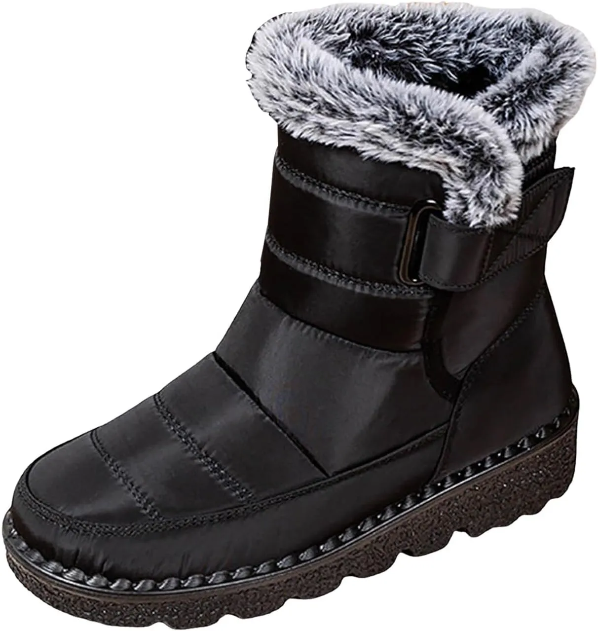 Rain Cloth Water Proof Insulated Boots for Men Plus Velvet Warm Mid Calf Boots Thick Bottom Non Slip Snow Tall Lug Boots