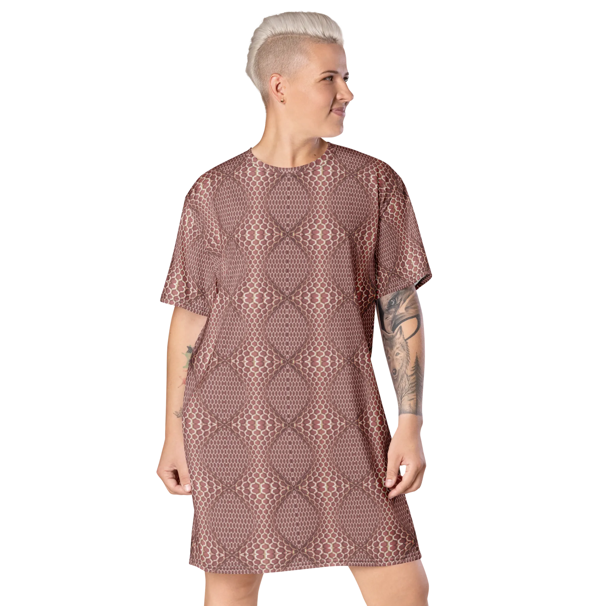 Recursia Illusions Game T-Shirt Dress In Pink