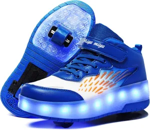 Roller Shoes Girls Sneakers USB Rechargeable 2 Wheels Shoes Roller Skates for Beginner Trainers 16 Modes LED Light Up Flashing Sneaker for Unisex Kids Skate Boys Stylish Footwear Gifts