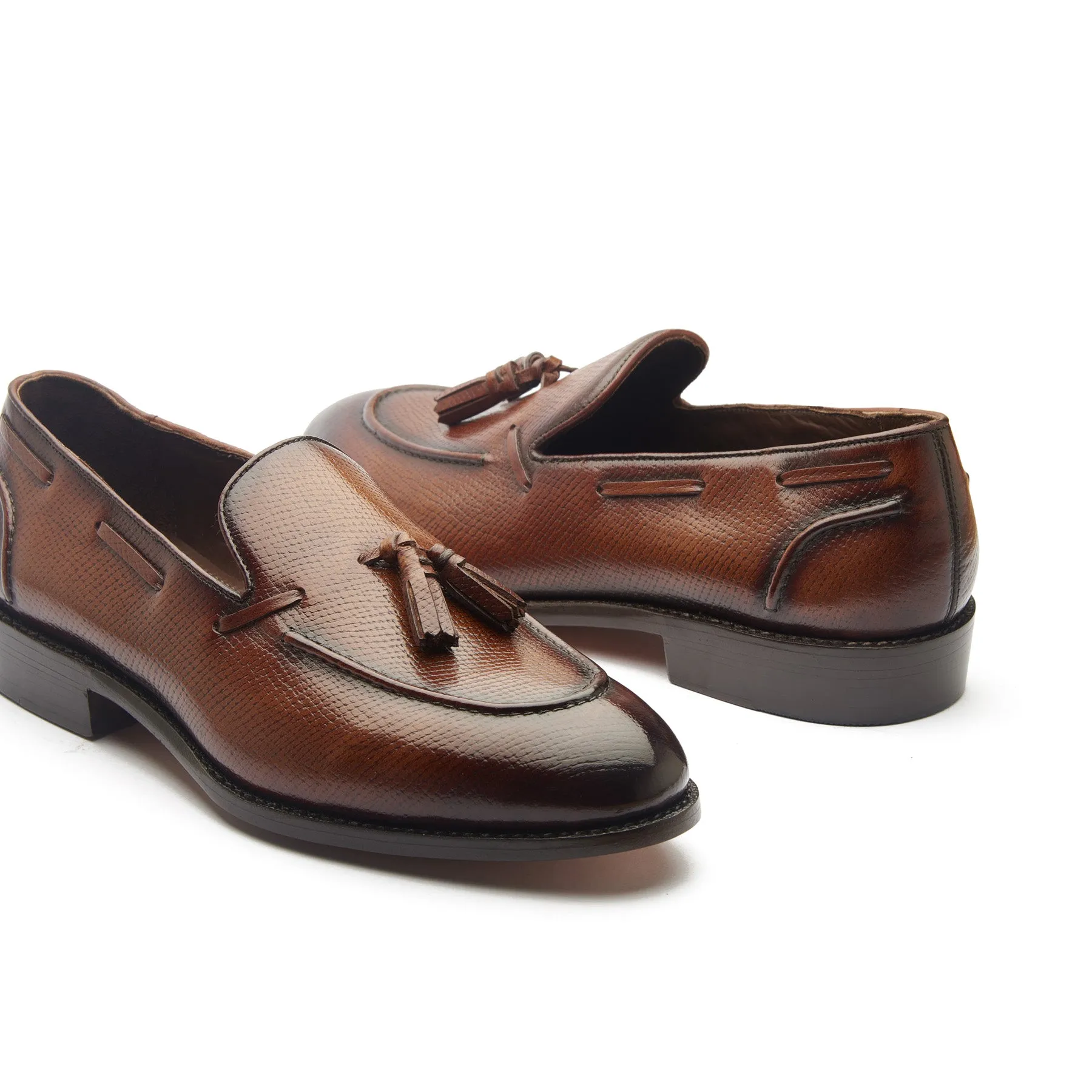 Royce, Tassel Loafer - Cognac Hatchgrain | Contemporary Classics