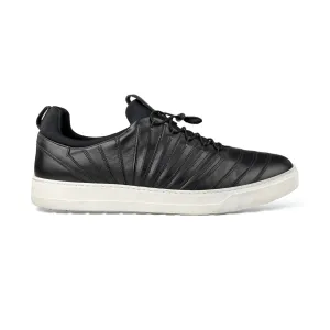 Salvatore Ferragamo Black Leather & Scuba Sneakers