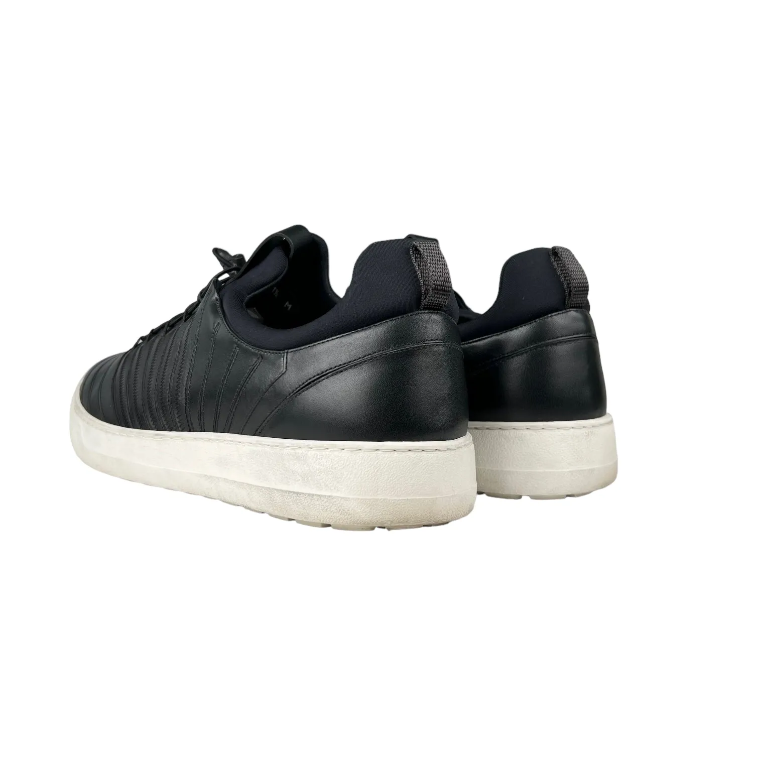 Salvatore Ferragamo Black Leather & Scuba Sneakers