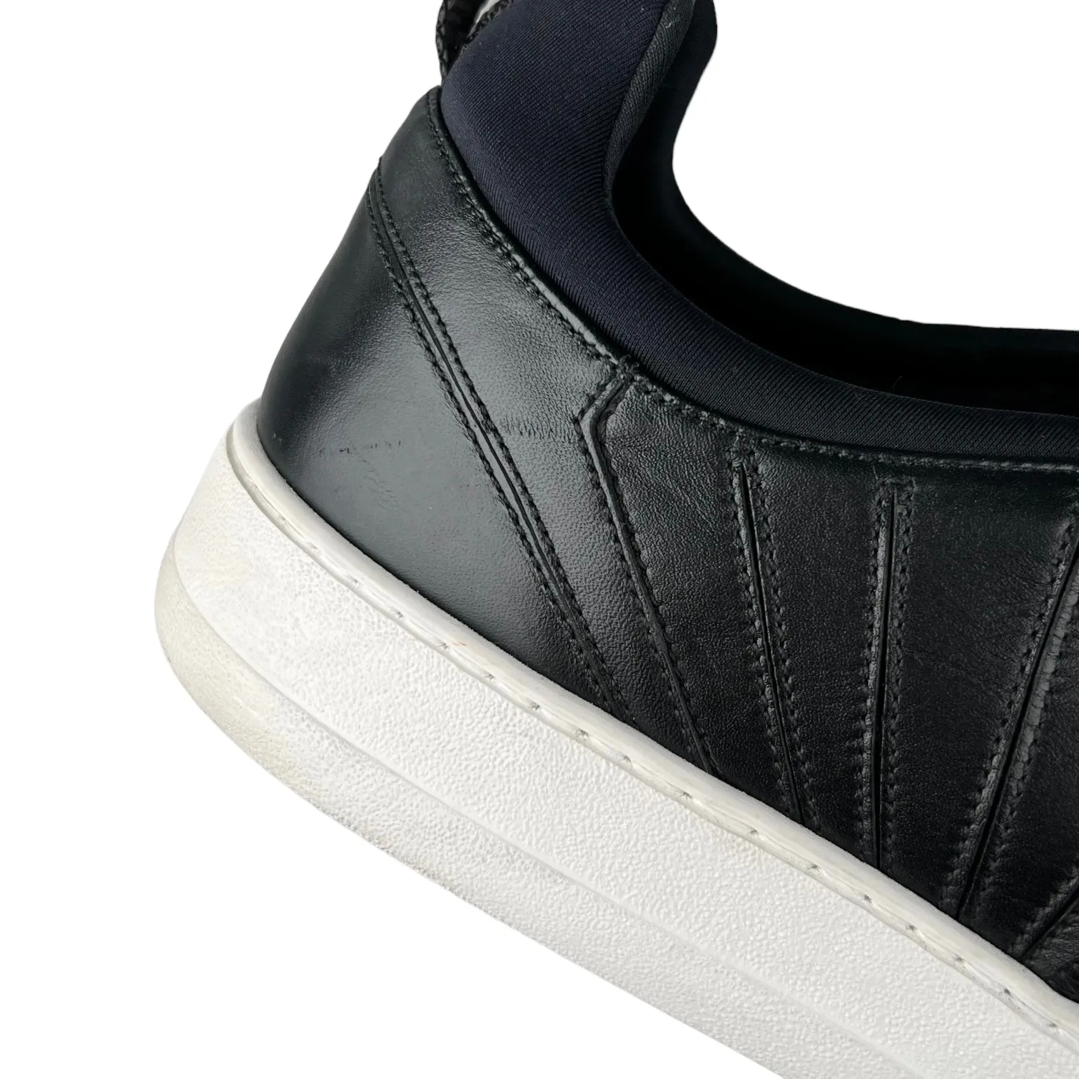 Salvatore Ferragamo Black Leather & Scuba Sneakers