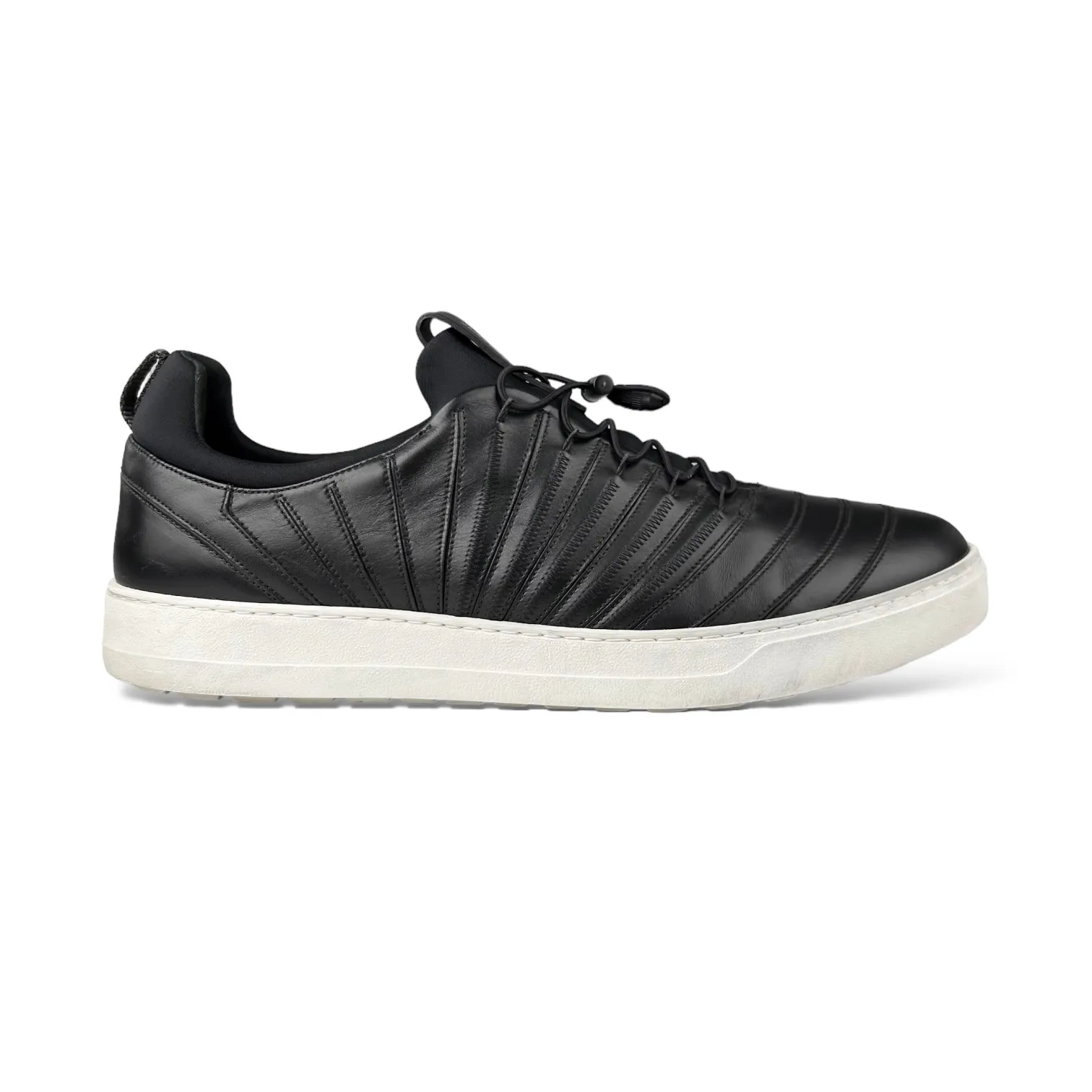 Salvatore Ferragamo Black Leather & Scuba Sneakers