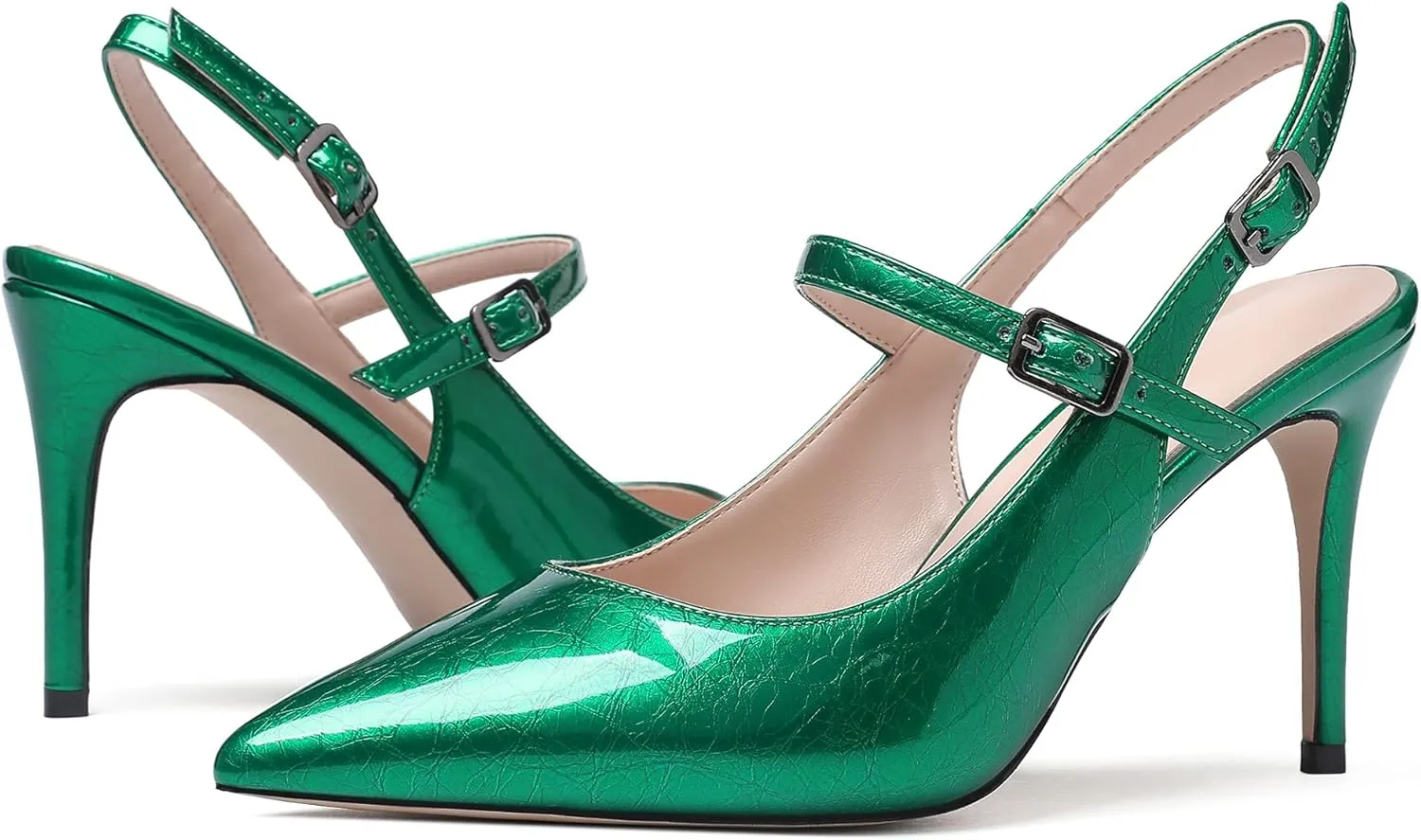 SAMMITOP Women's Pointed Toe Mary Jane Pumps Slingback High Heel Dress Shoes