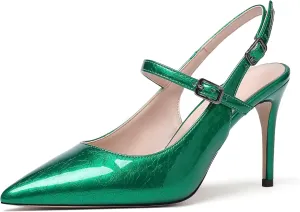 SAMMITOP Women's Pointed Toe Mary Jane Pumps Slingback High Heel Dress Shoes