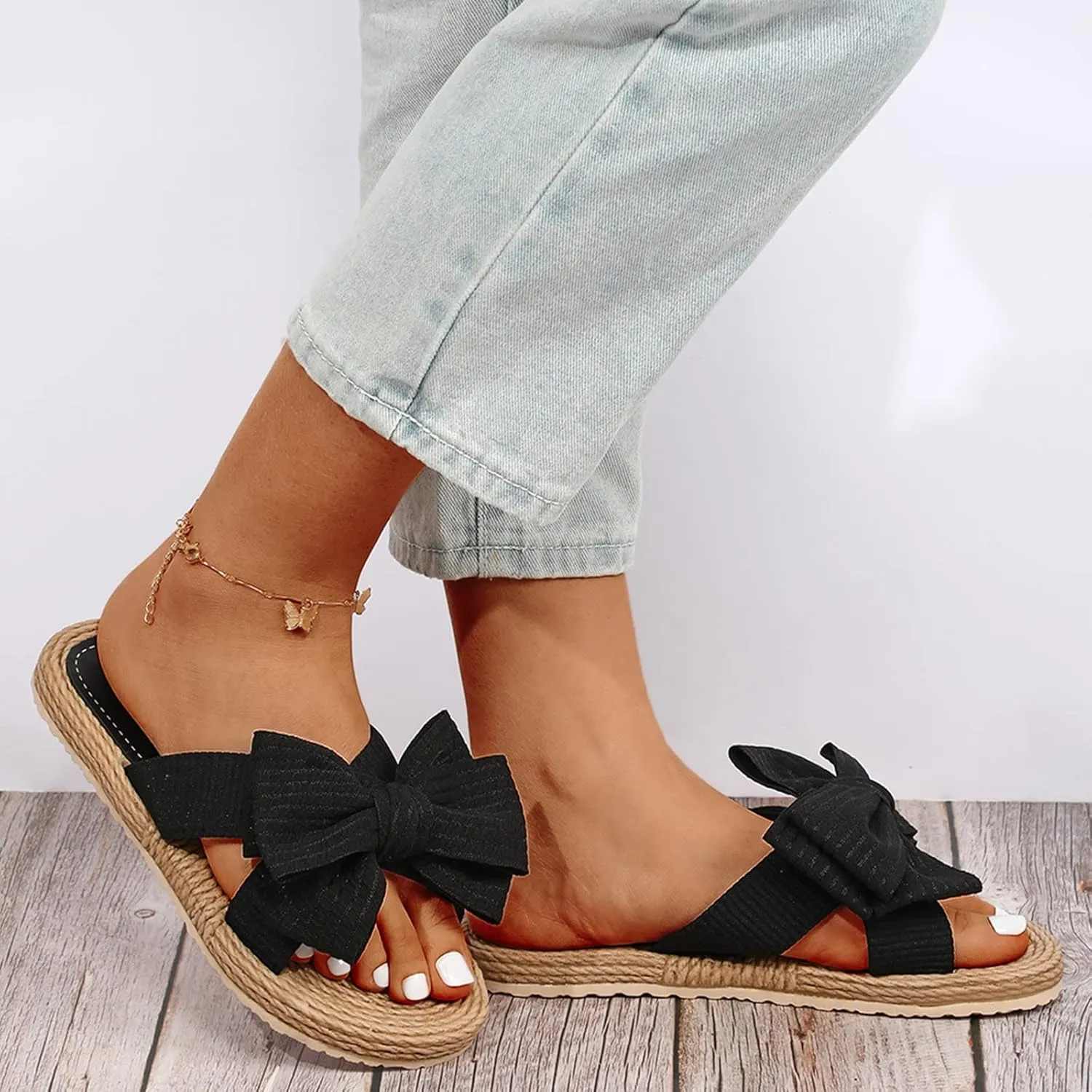 Sandals for Women Flat Sandals for Women Flat Dressy Women's Sparkly Strap Womens Comfort Elastic Strap