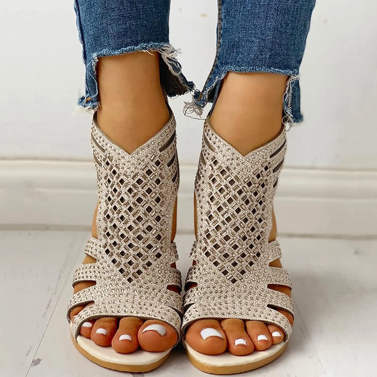 Sandals for Women Summer Dressy, Espadrilles Wedges for Women Buckle Ankle Strap Open Toe Sandals Platform Sandals for Women