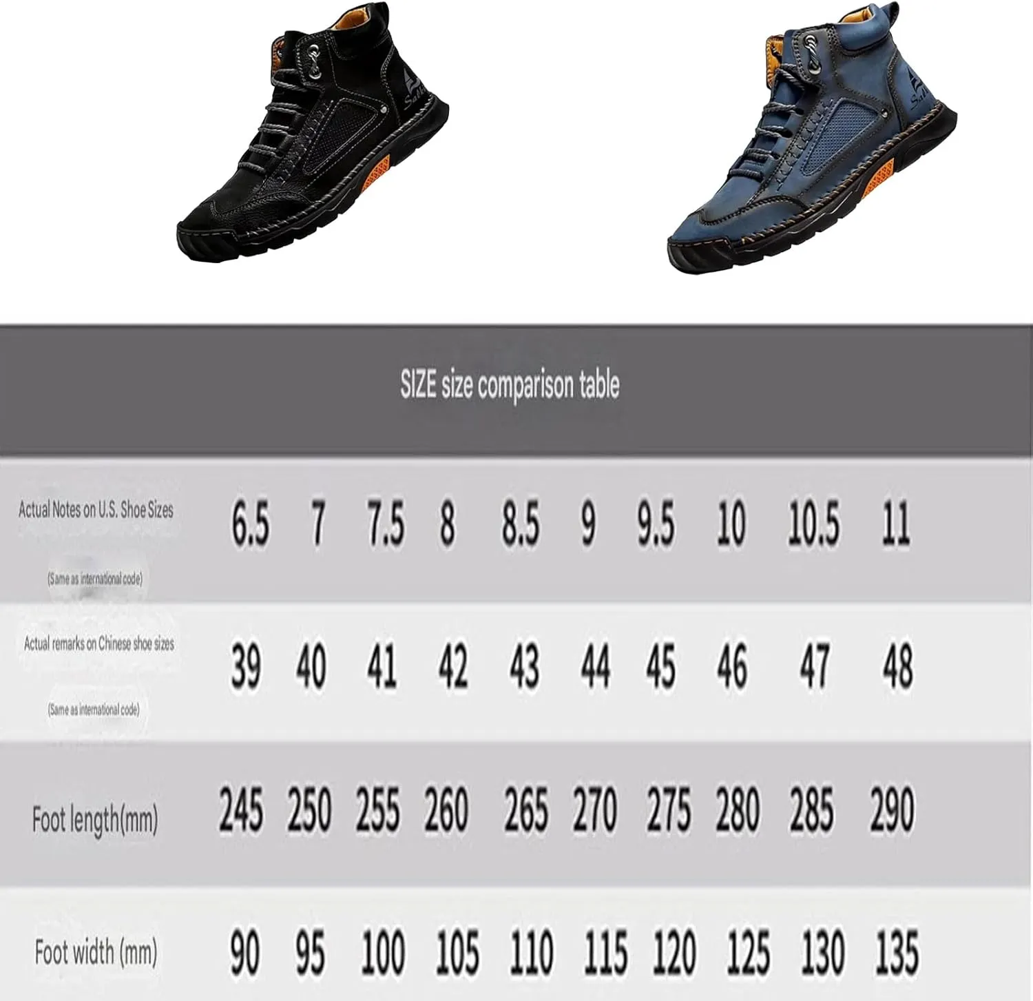 Sawbehind Men's Comfortable Handmade Leather Boots  Waterproof, Arch Support, Spacious Toe Box Outdoor Leather Shoes