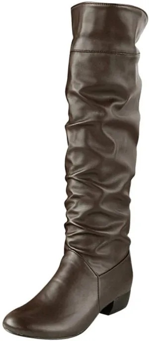 SBGMoSJ Knee High Boots Leather Winter Boots Women Fashionable Leather Fall Boots for Women Mid Calf Womens Boots Soft Leather Mid Calf Wide Calf Wide Calf Cowboy Boots Women Square Toe Tall