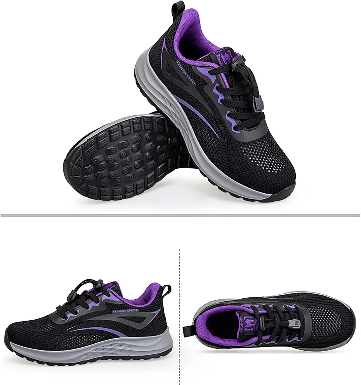 SBGMoSJ Women Sneakers Women Slip On Sneakers Black Women Running Shoes Size 8 Wide Women's Running Shoes Breathable Walking Sneakers Tenis Antideslizante Para Mujer Negros