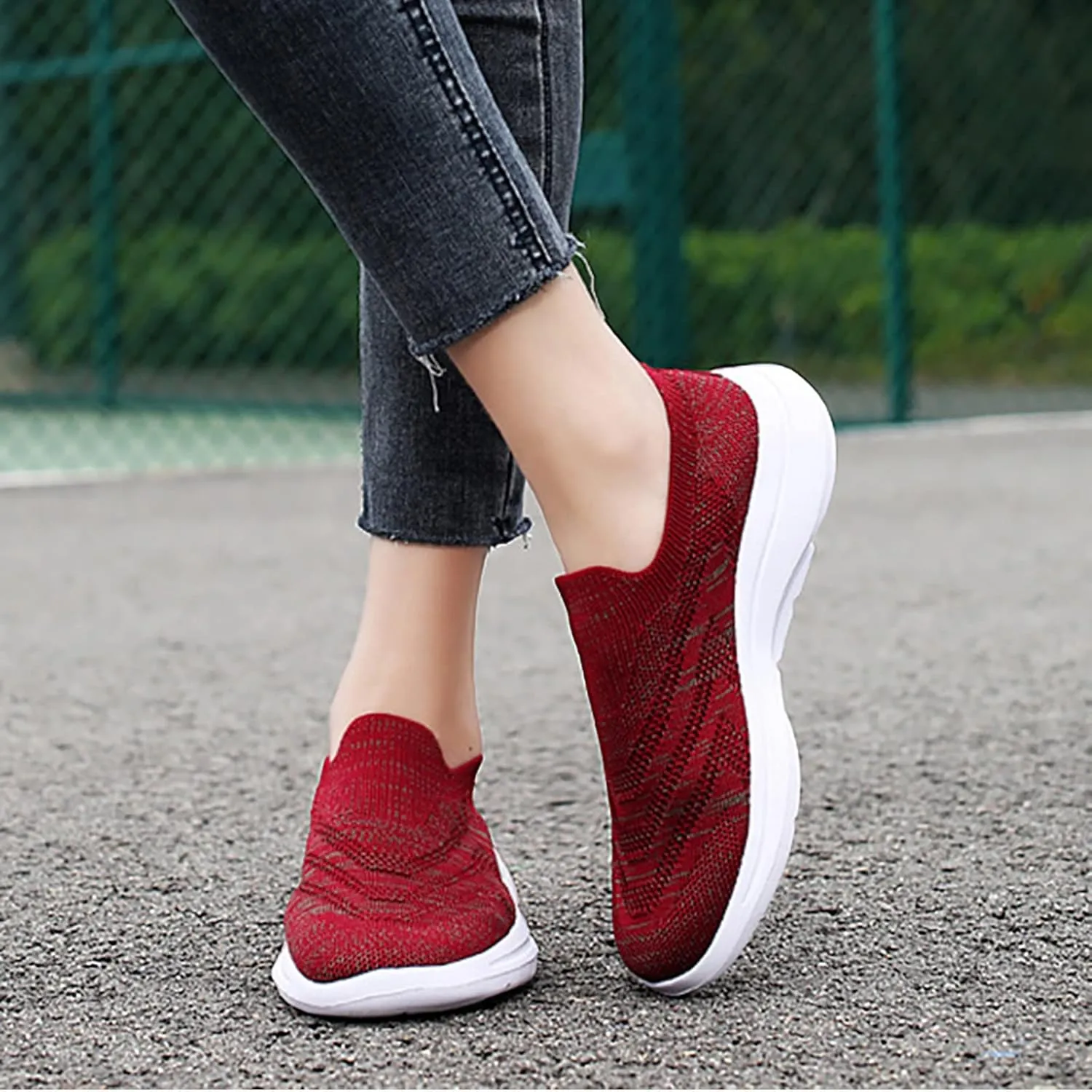 SBGMoSJ Womens Walking Shoes Slip On Comfy Shoes for Women Walking Black Gym Shoes Women Slip Ons Glitter Wedge Sneakers for Women Dressy Women Slip On Tennis Shoes Size 10