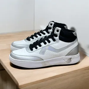 SEMIR UNISEX SILVER PANEL ANKLE SNEAKERS IN WHITE