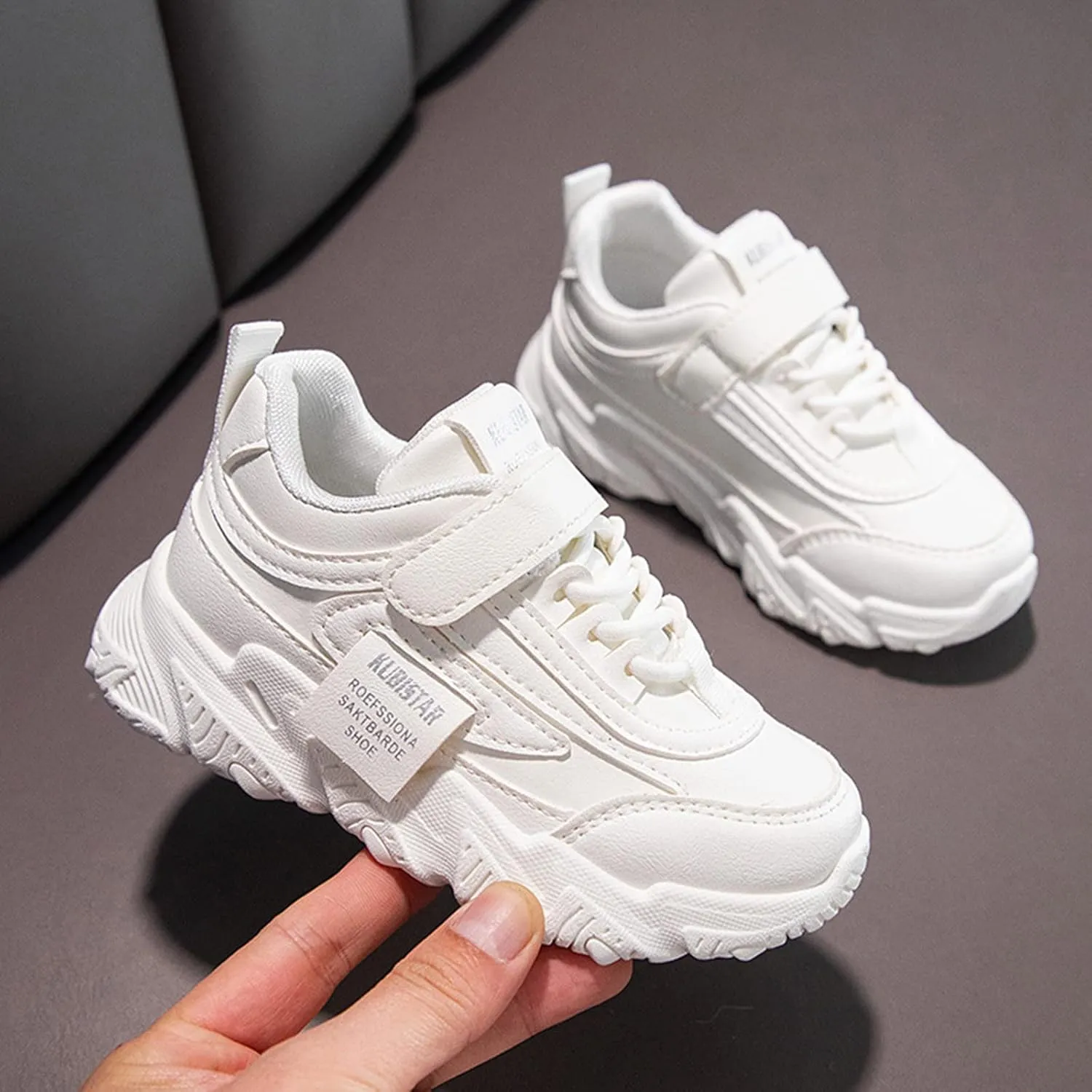 Sole Non Slip Running Sport Shoes for Kids Childrens Toddler Strap Lace Ankle Sneakers Lightweight Breathable Casual