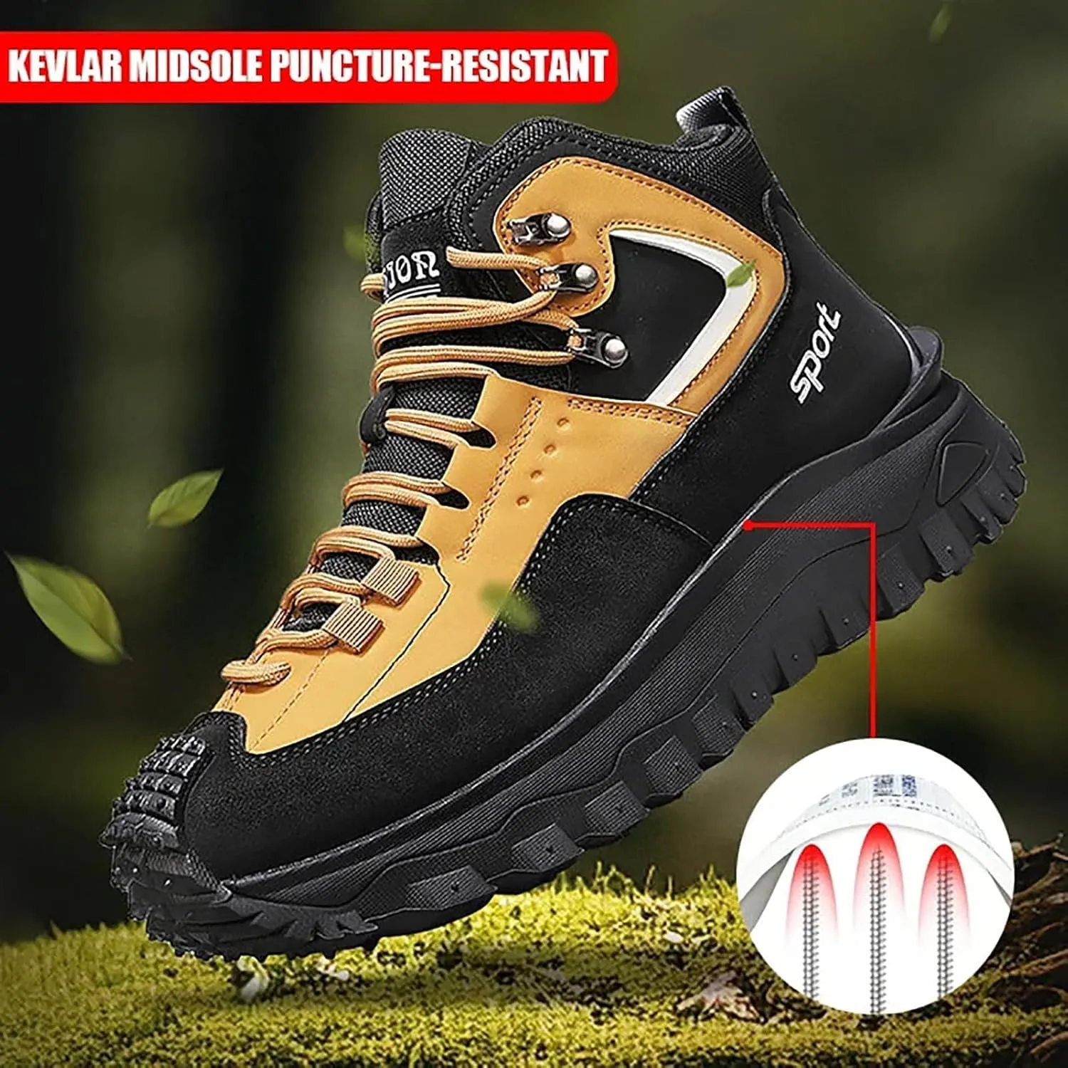 The First Young Shoes Men,Steeltoe Boots for Mens Outdoo, Hiking Orthopedic Hiking Shoes for Outdoor Boots 