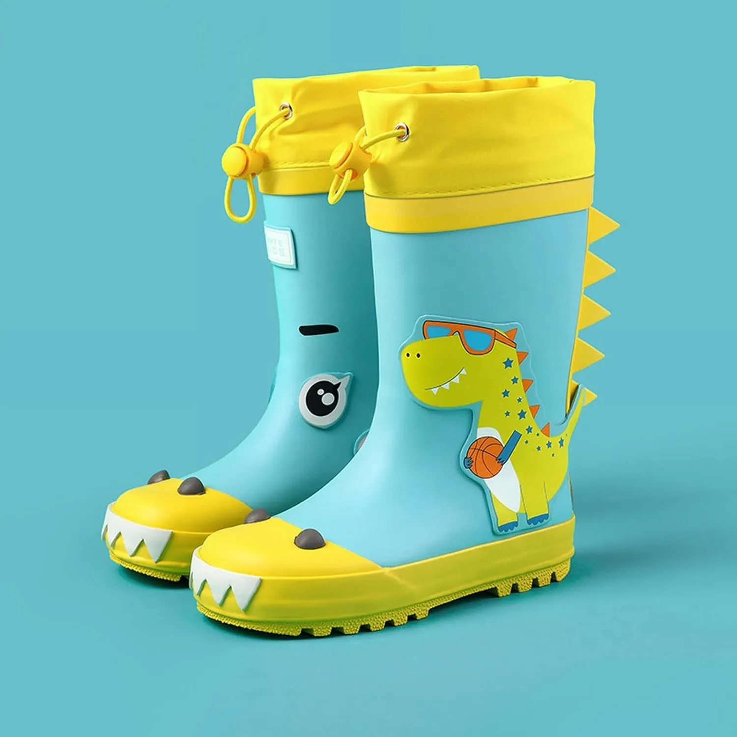 Toddler Boys Girls Cartoon Astronaut Rain Boots Adjustable Non Slip Outdoor Rain Boots Waterproof Mud Boots