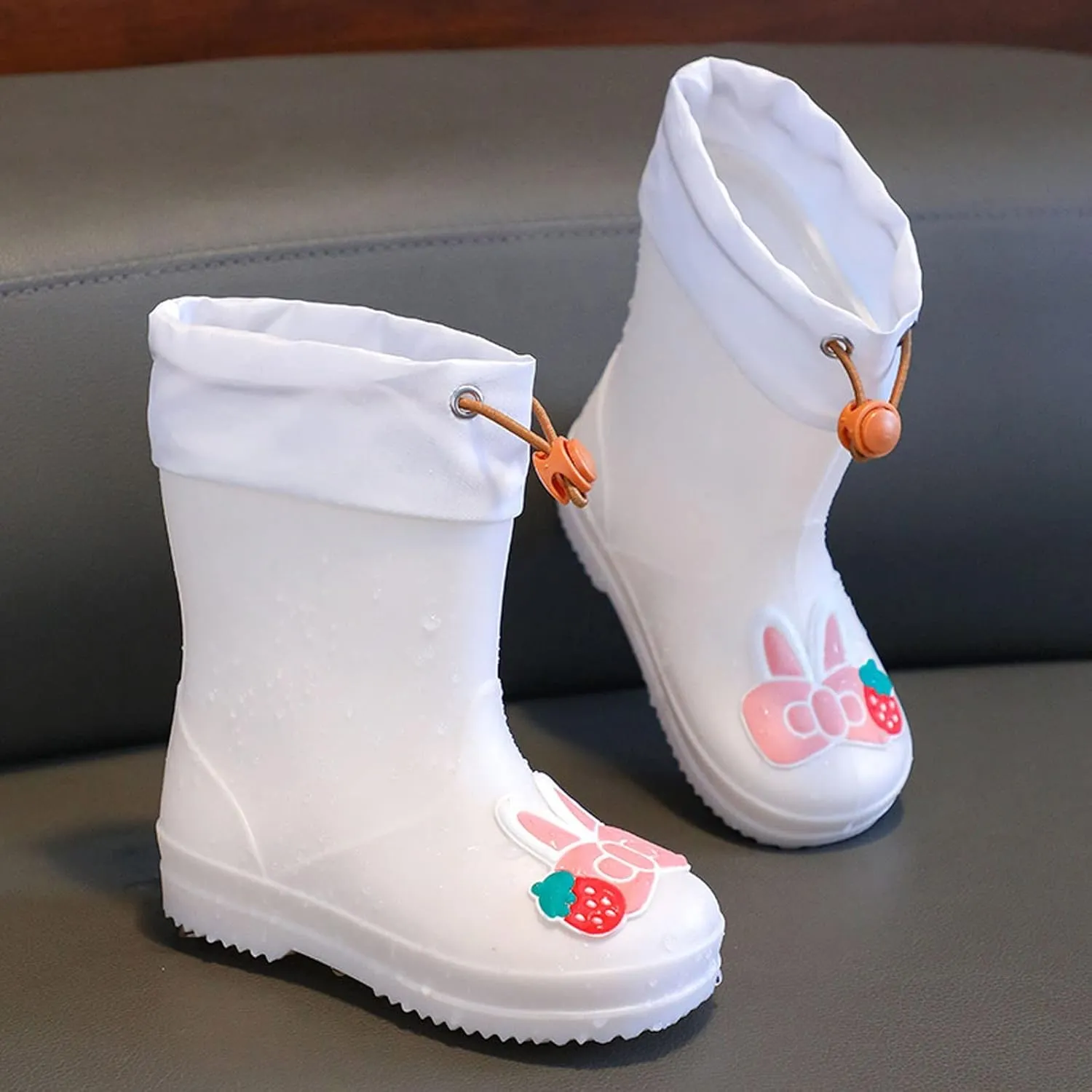 Toddler Bunny Rain Boots for Girls Rubber Boots Waterproof Lightweight Unisex Child Rainboots Cute Cartoon Shoes