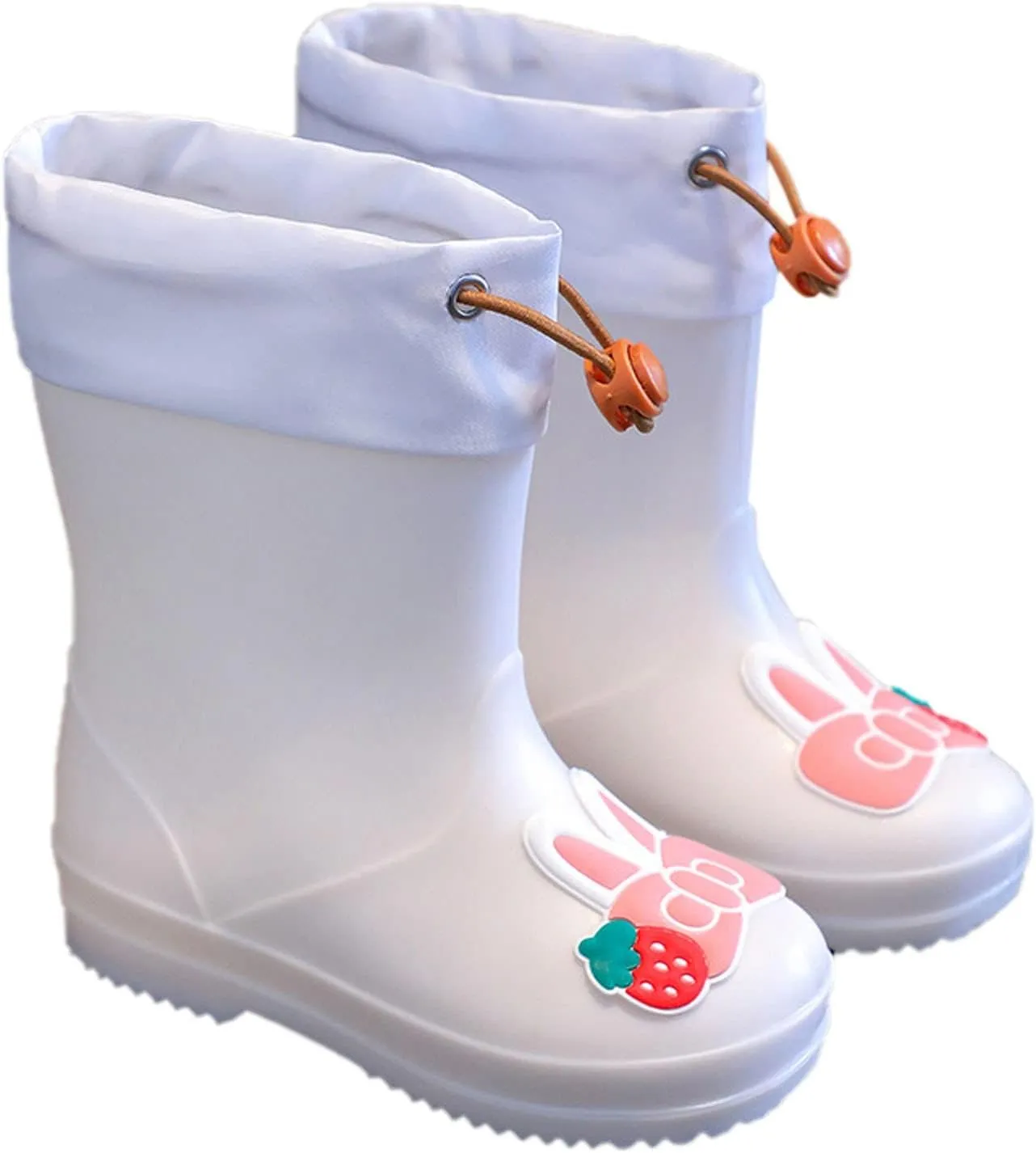 Toddler Bunny Rain Boots for Girls Rubber Boots Waterproof Lightweight Unisex Child Rainboots Cute Cartoon Shoes