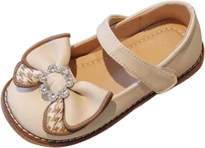 Toddler Flower Girl Dress Shoes Rhinstones Bow Mary Jane Ballet Flats for Wedding Party School Shoes