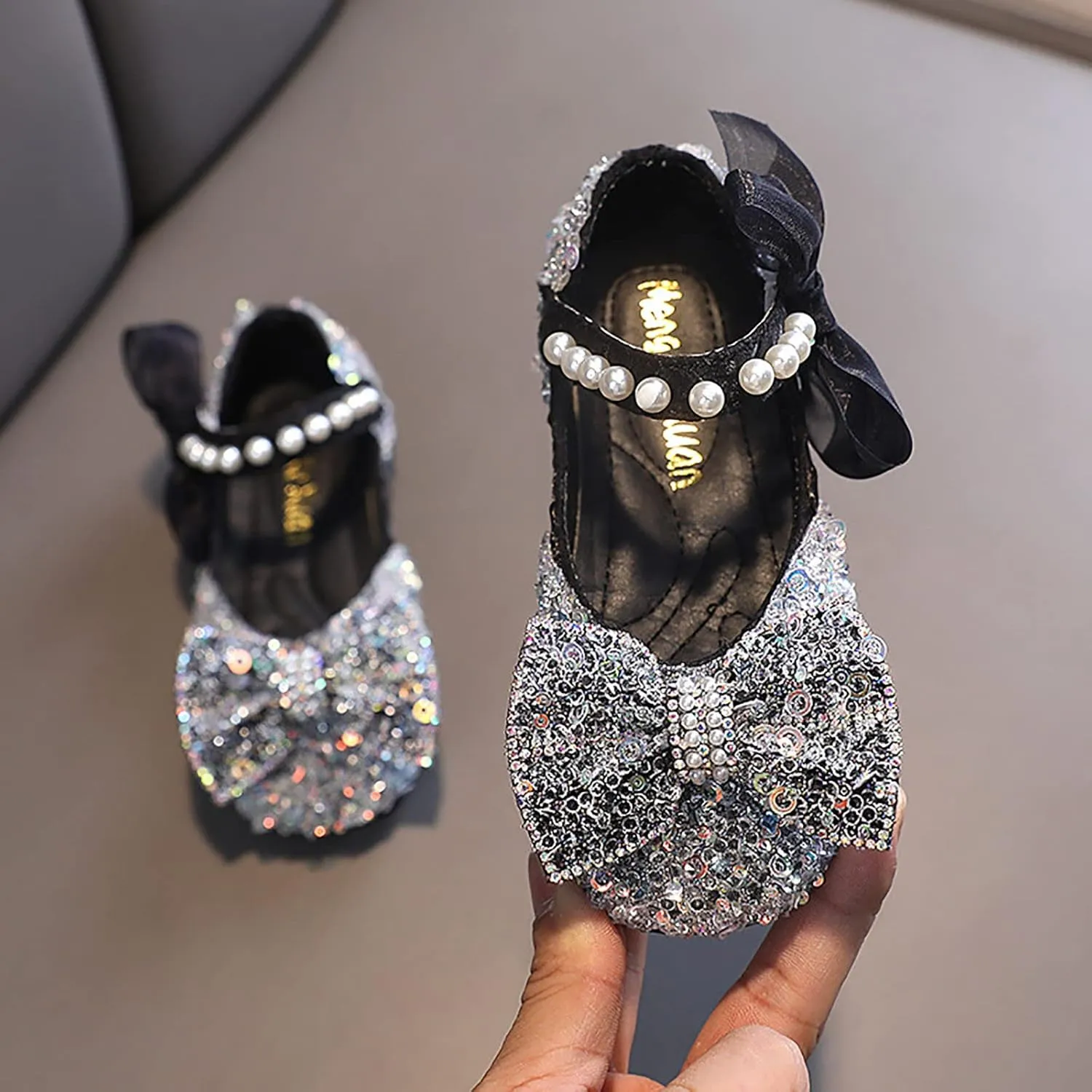 Toddler Girl Dress Shoes,Dance Shoes for Girls Childrens Pearl Princess Shoes Baby Girls Shoes for Party Wedding Gift