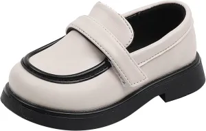 Toddler Girls Dress Shoes PU Leather Wedding School Loafer Dress Children Leather Shoes (Beige, 4.5-5 Years Little Child)