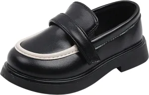 Toddler Girls Dress Shoes PU Leather Wedding School Loafer Dress Children Leather Shoes (Black, 4-4.5 Years Little Child)