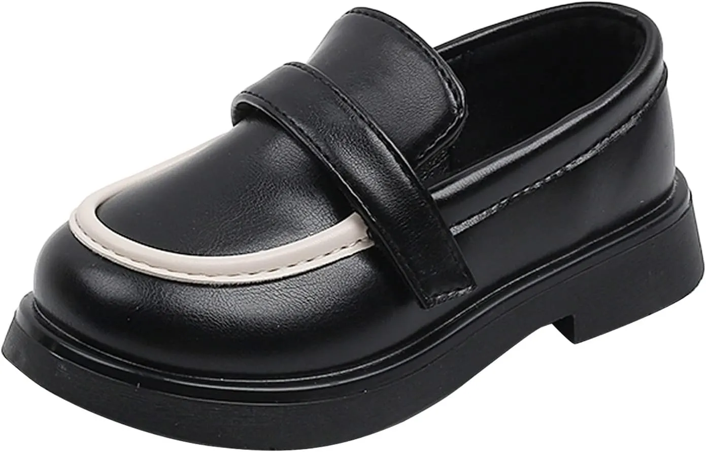 Toddler Girls Dress Shoes PU Leather Wedding School Loafer Dress Children Leather Shoes (Black, 4-4.5 Years Little Child)