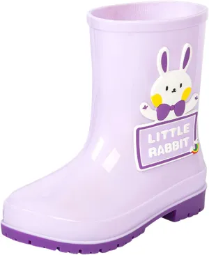 Toddler Rain Boots with Cute Cartoon Cow Kids Waterproof Rubber Boots for Girls Boys Soft Western Rain Boots Toddler