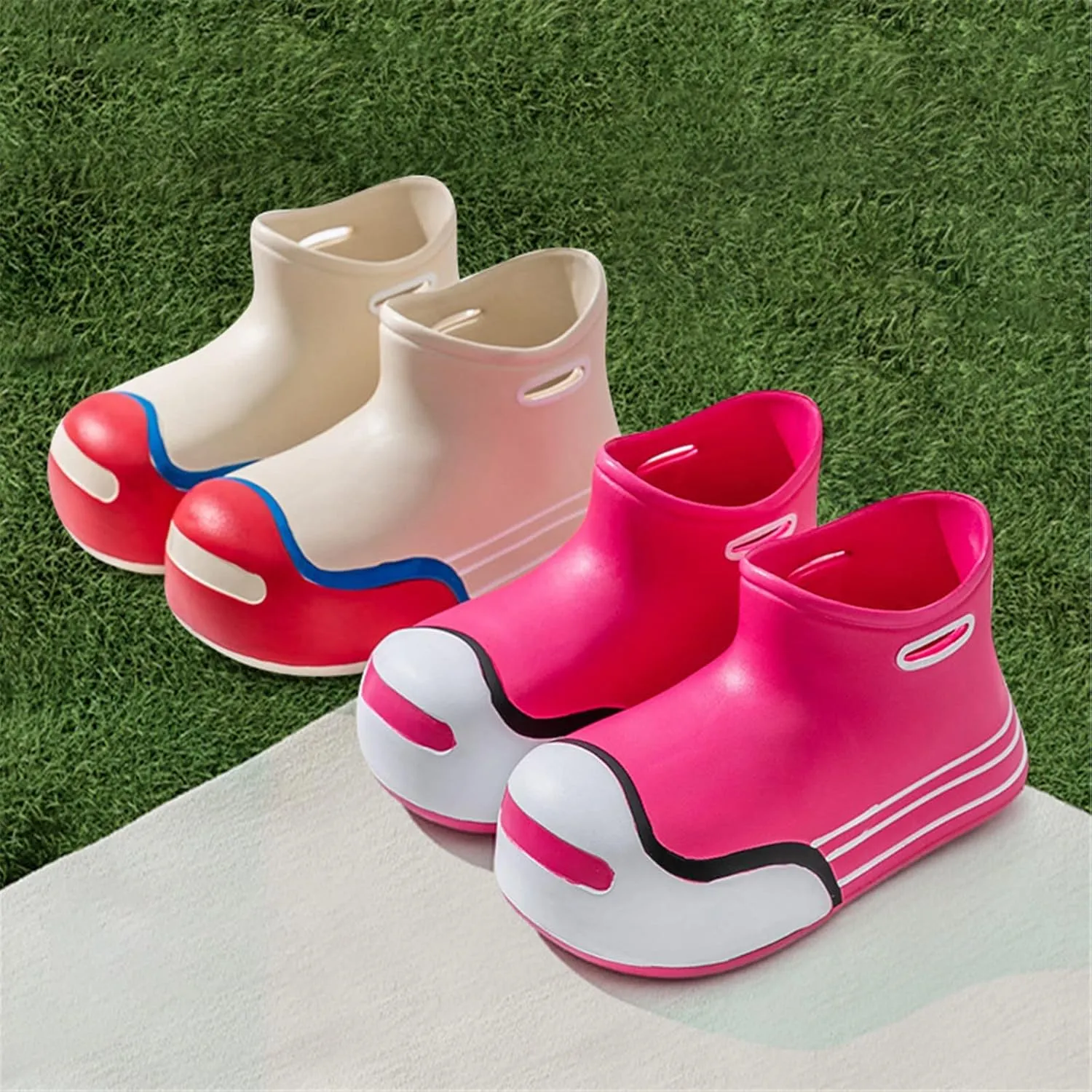 Unisex-Child Rain Boots Boys Girls Cute Short Rain Boots Waterproof Non Slip Water Boots Toddler Kids Baby Booties