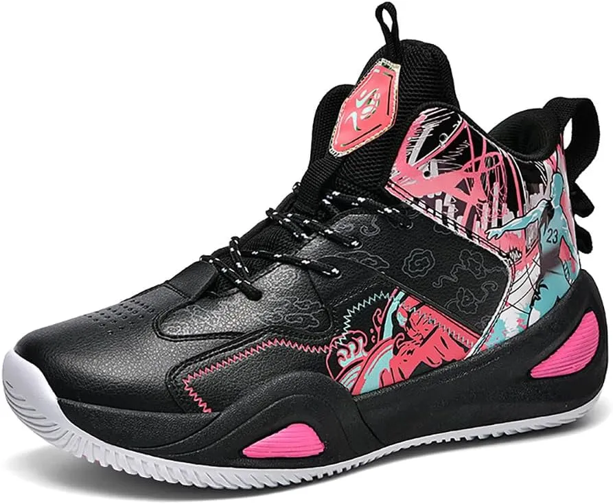 Unisex Fashion High Top Anti Slip Breathable Sneakers Sports Lightweight Running Basketball Shoes