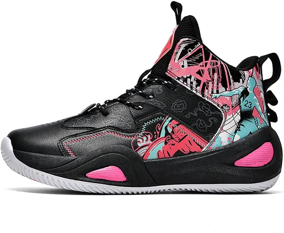 Unisex Fashion High Top Anti Slip Breathable Sneakers Sports Lightweight Running Basketball Shoes