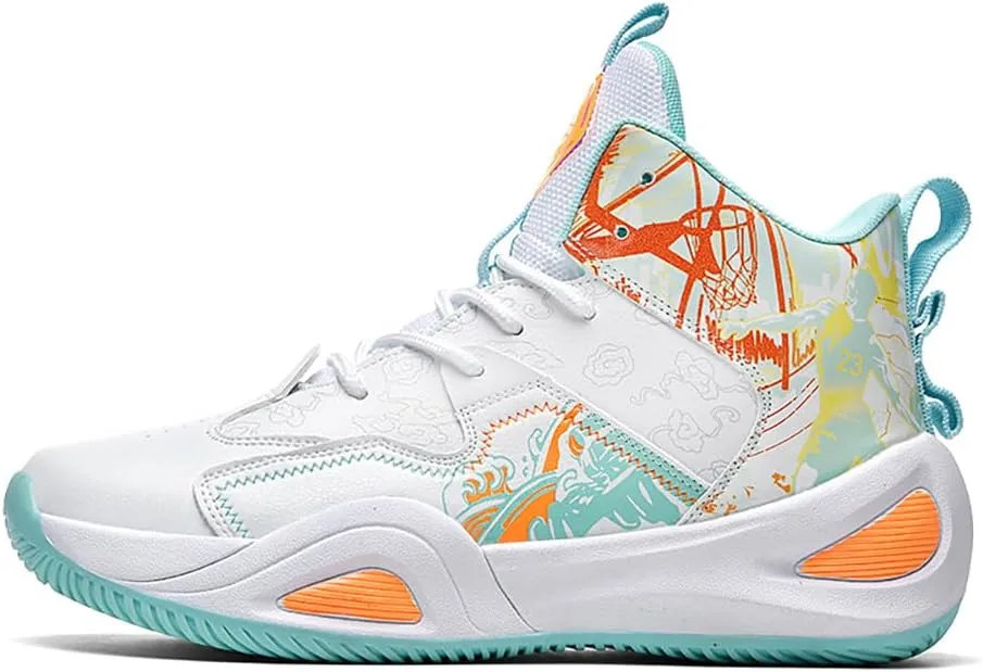 Unisex Fashion High Top Anti Slip Breathable Sneakers Sports Lightweight Running Basketball Shoes