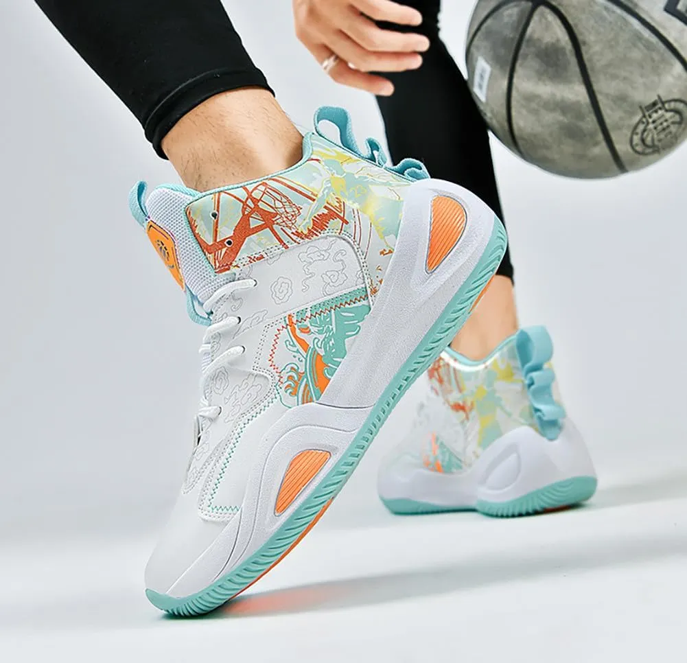Unisex Fashion High Top Anti Slip Breathable Sneakers Sports Lightweight Running Basketball Shoes