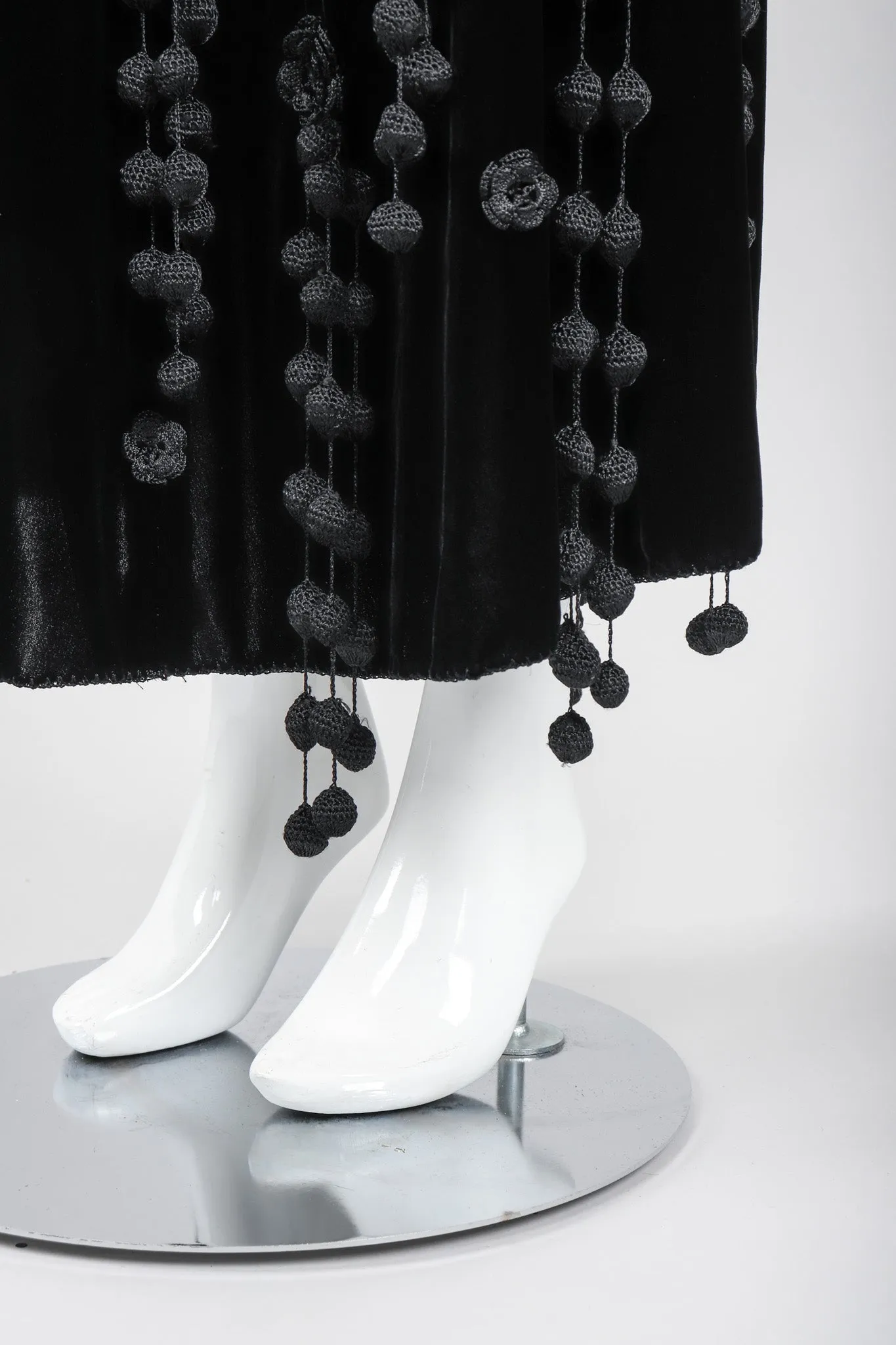 Velvet Crochet Pompom Skirt