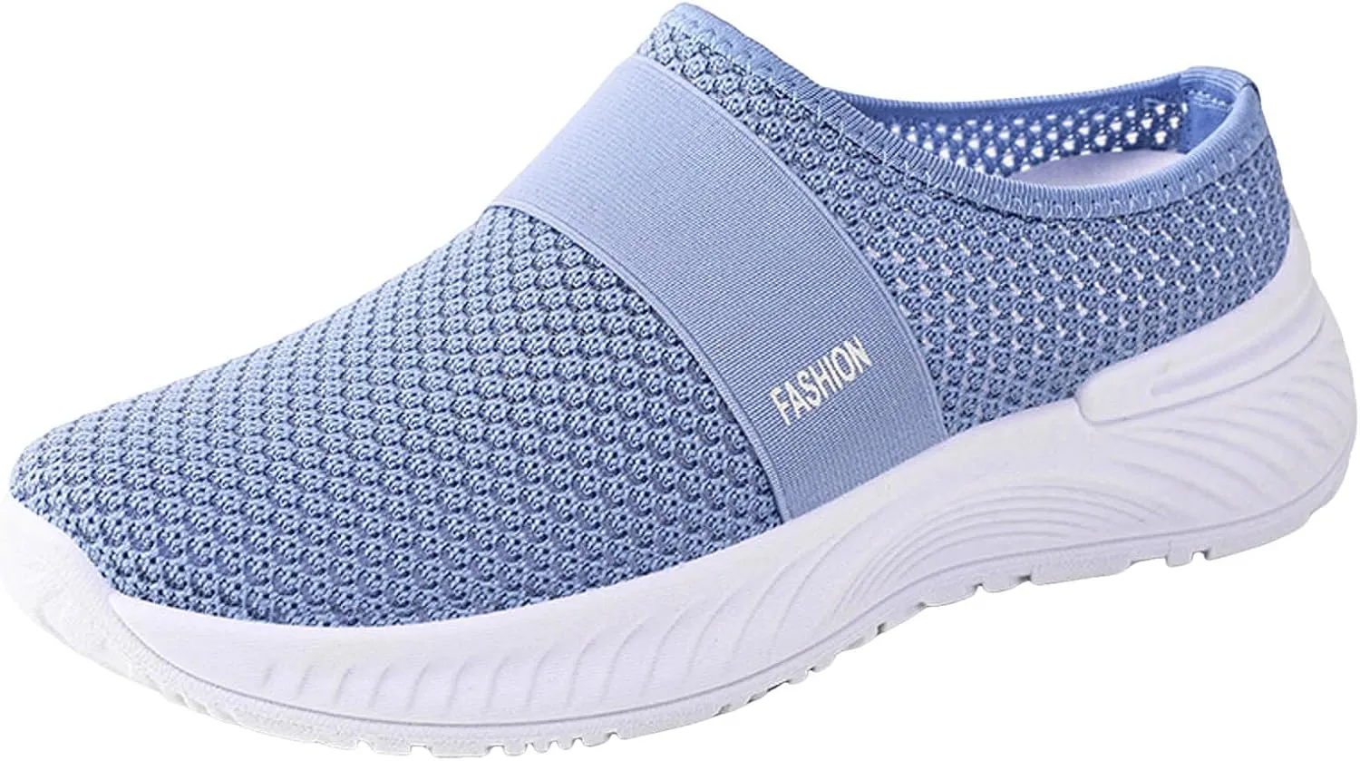 Walking Shoes Women 2025 Womens Breathable Mesh Walk Mules Sneaker Open Back Slip On Shoe Fashion Knitted Lightweight Walk Sneakers Casual Comfortable Outdoor Sports Mule Shoes