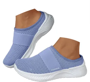 Walking Shoes Women 2025 Womens Breathable Mesh Walk Mules Sneaker Open Back Slip On Shoe Fashion Knitted Lightweight Walk Sneakers Casual Comfortable Outdoor Sports Mule Shoes