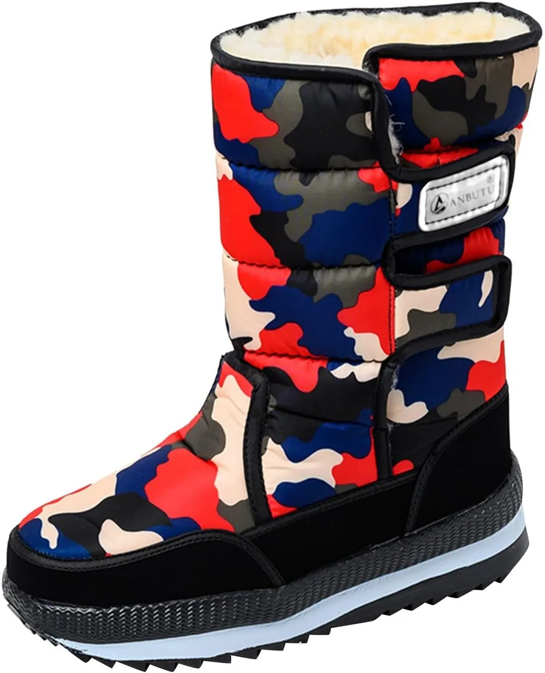 Water Proof Snow Boots for Men Thickened Warm Fleece Boots Thick Bottom Mid Calf Winter Water Proof Work Shoes for Men
