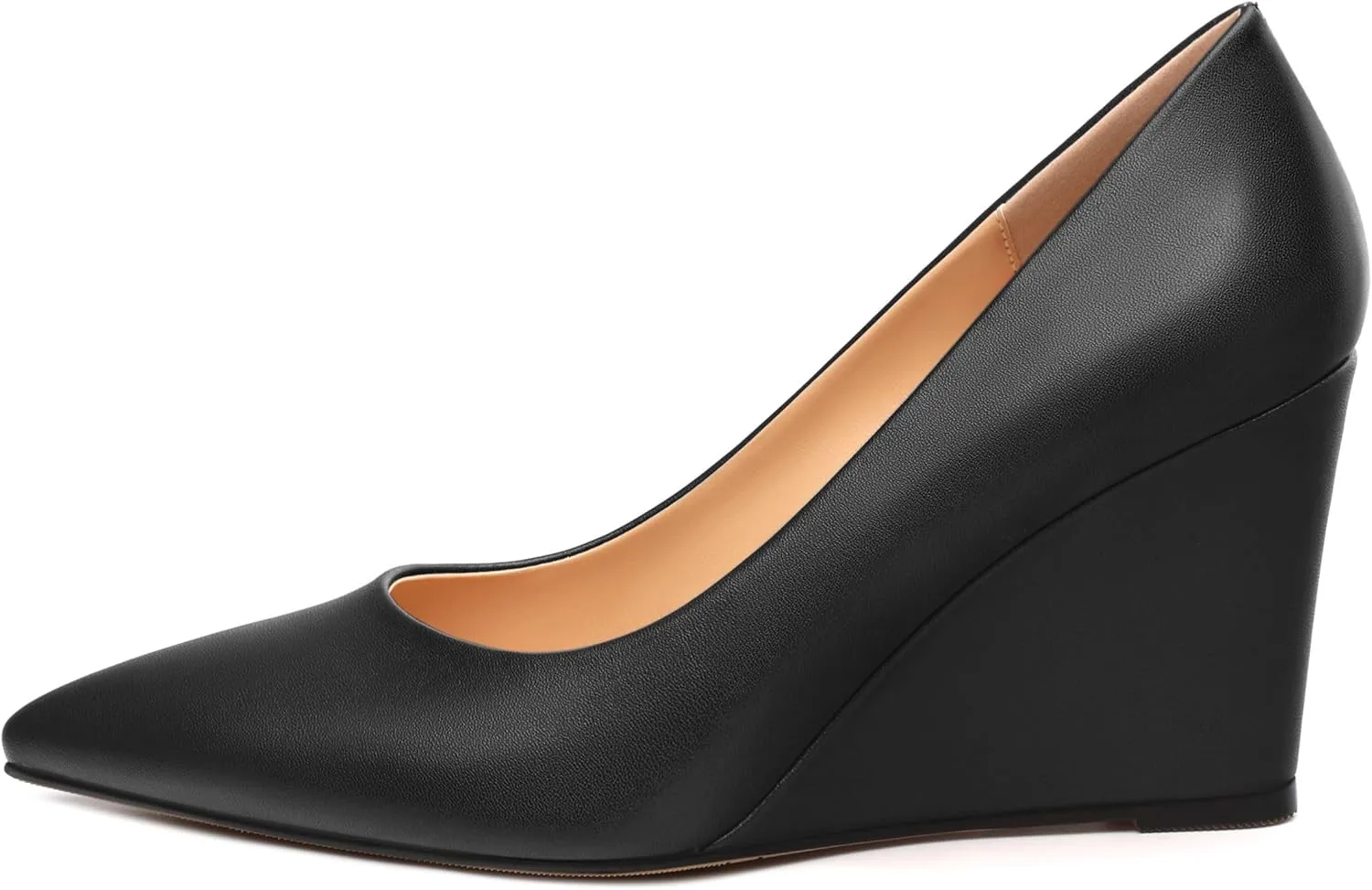 Wedge Heels for Women, Pointed Toe Slip on High Heeled Classic Wedge Heels Dress Shoes for Office Dating Wedding 3.35 Inch