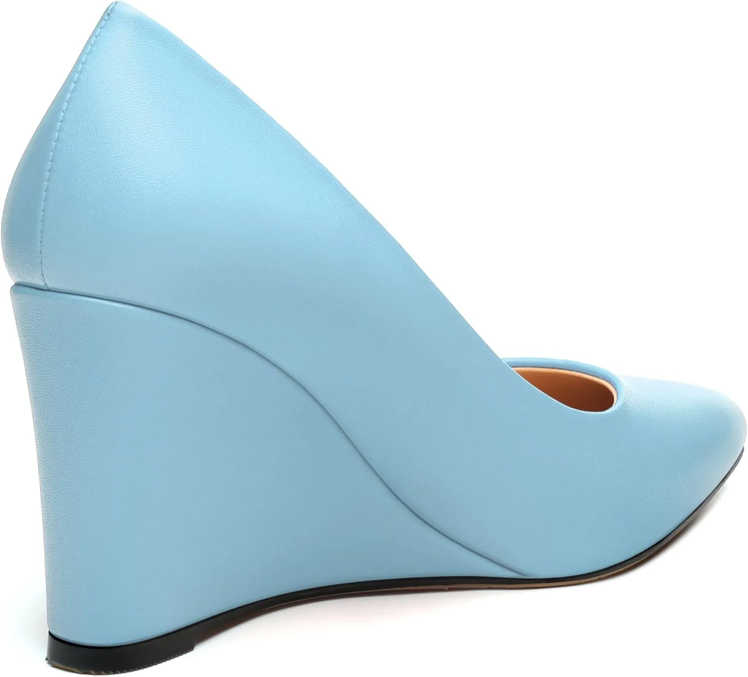 Wedge Heels for Women, Pointed Toe Slip on High Heeled Classic Wedge Heels Dress Shoes for Office Dating Wedding 3.35 Inch