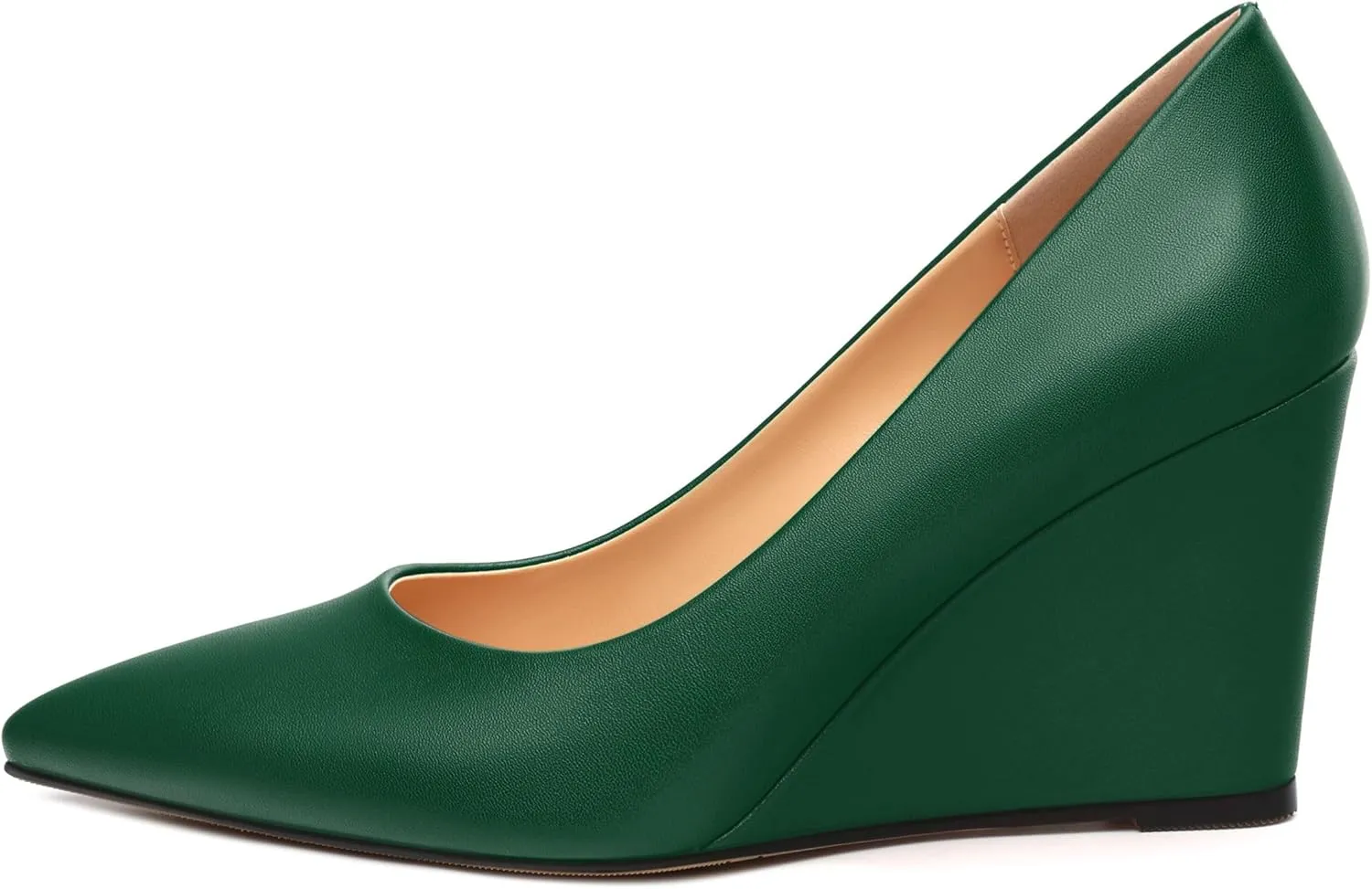 Wedge Heels for Women, Pointed Toe Slip on High Heeled Classic Wedge Heels Dress Shoes for Office Dating Wedding 3.35 Inch
