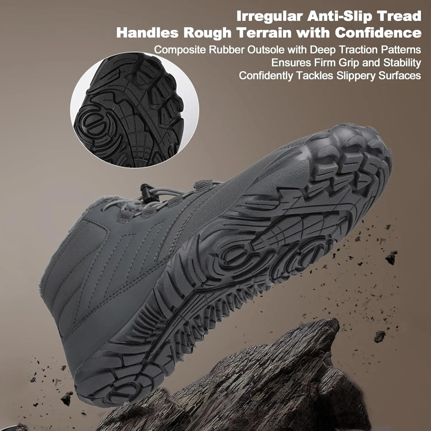 Winter Hike Barefoot Boots Womens,Warm Zero Drop Snow Boot Slip On Barefoot Footwear Men Wide Waterproof Hike Barefoot Shoes Women Hiking Walking Outdoor